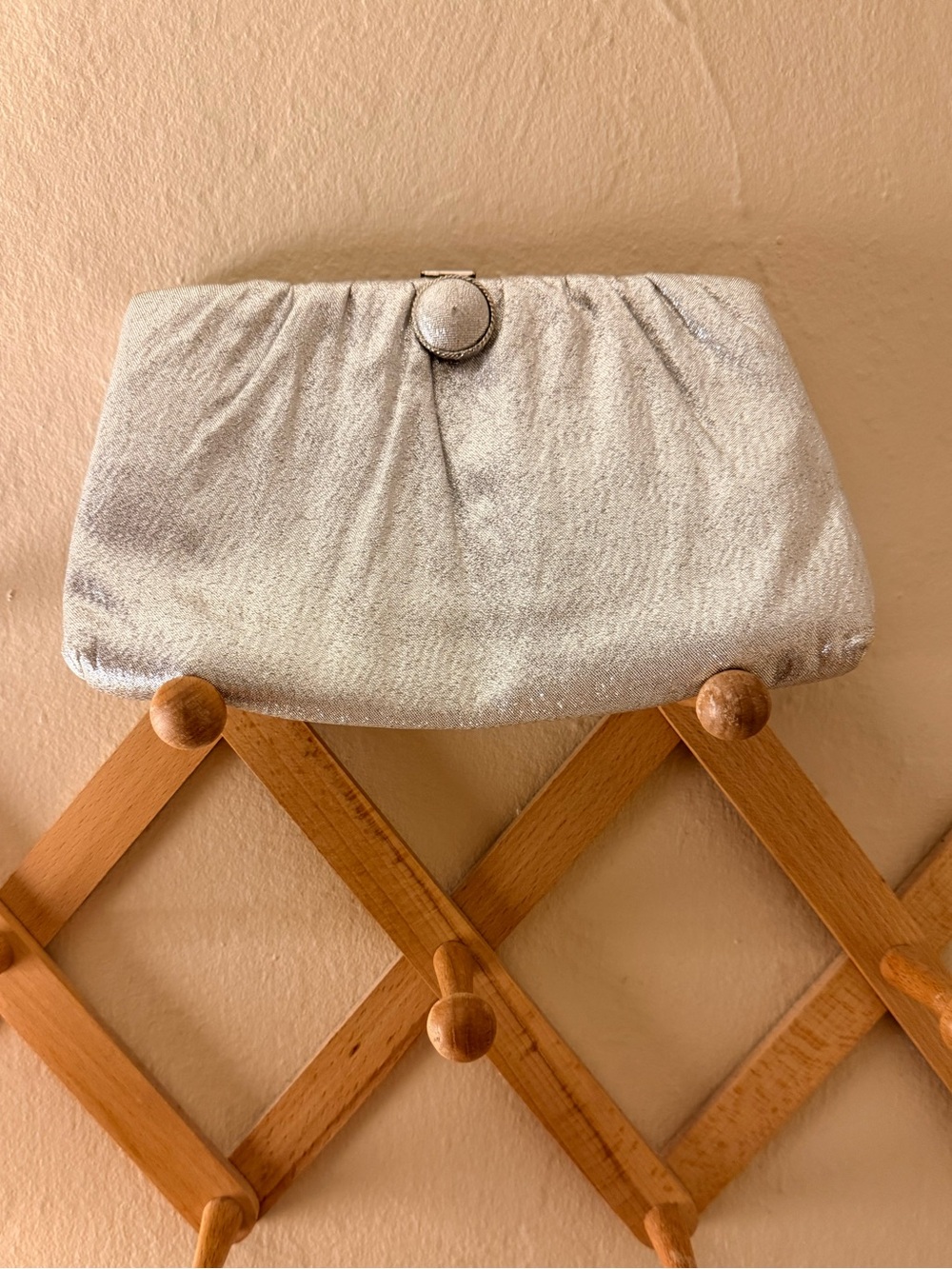 Harry Levine, labeled as HL USA Silver Evening Clutch Bag - Metallic Finish